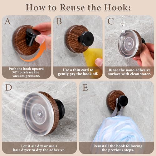LAYUKI Suction Cup and Adhesive Tape Double Locking Hook,Wall Hook,Towel Hook, Shower Hook,for Bathroom,Kitchen,Loofah, Towel,Coat,Heavy Duty,Waterproof & Rustproof,Reusable(Dot Shape, 2 Counts)