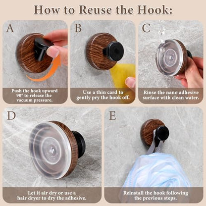 LAYUKI Suction Cup and Adhesive Tape Double Locking Hook,Wall Hook,Towel Hook, Shower Hook,for Bathroom,Kitchen,Loofah, Towel,Coat,Heavy Duty,Waterproof & Rustproof,Reusable(Dot Shape, 2 Counts)