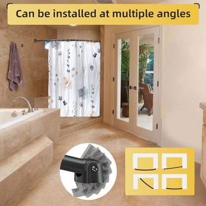 Adjustable 30-45 inches Curved Shower Curtain Rod, Premium Stainless Steel Rustproof Shower Rod for Bathroom, Need to Drill, Black - color: Black, size: 30-45 Inches