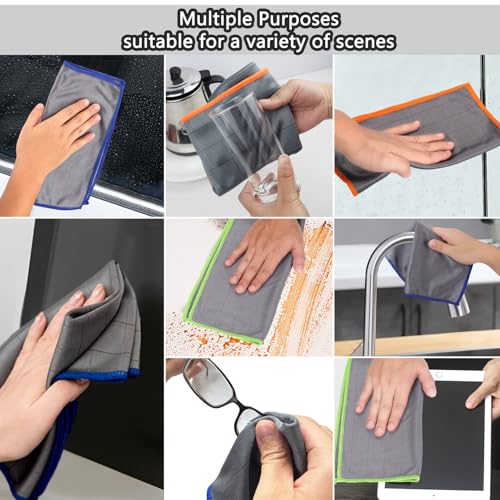 Microfiber Glass Cleaning Cloths,Lint Freel,11.8"×11.8in,3 Pack | Streak Free Miracle Cleaning Cloth,Reusable Cleaner Towels for Kitchen,Windows,Stainless Steel,Mirror,Glasses,Car Windshields - color: Multicolor