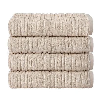 SKL Home CloudSoft Cotton Luxury 4 Pc Bath Towel Set, Oatmeal - color: Oatmeal, style: Bath Towels (Set of 4)