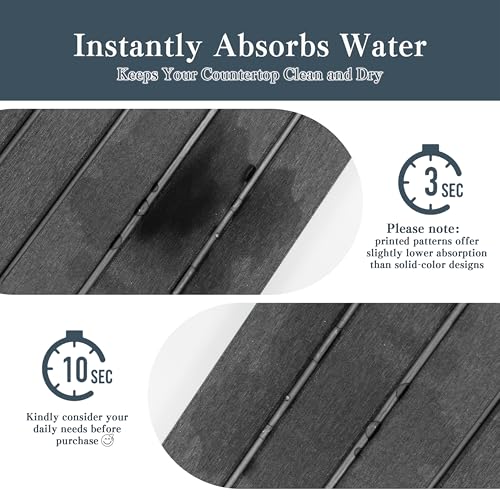 2pcs Stone Dish Drying Mat for Kitchen Counter, Quick-Dry Diatomaceous Earth Water Absorbent Pad & Countertop Drainer, Home Essentials for Bath and Pets - Marble Dark Grey, 24x16’’ & 8x4’’ - color: Marble Dark Grey