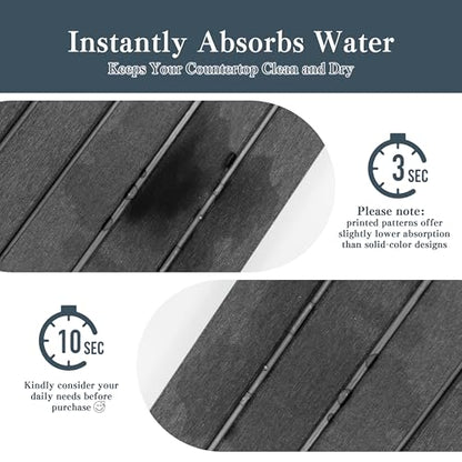 2pcs Stone Dish Drying Mat for Kitchen Counter, Quick-Dry Diatomaceous Earth Water Absorbent Pad & Countertop Drainer, Home Essentials for Bath and Pets - Marble Dark Grey, 24x16’’ & 8x4’’ - color: Marble Dark Grey
