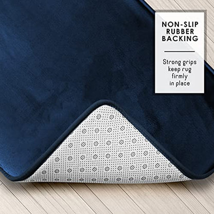 Clara Clark 3 Piece Bathroom Rugs Bath Mat Set, Velvet Memory Foam Bath Mats for Bathroom - Non-Slip, PVC Backing Bath Rugs, Washable - Dries Quickly, Blue - color: Blue