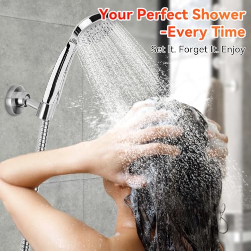 Shower Head Holder All Metal Handheld Shower Wand Bracket Adjustable Handheld Shower Head Holder Wall Mount Shower Wand Bracket Polished Chrome Finish - style: Chrome