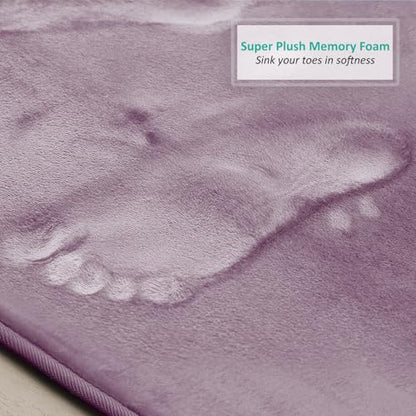 Clara Clark 3 Piece Bathroom Rugs, Velvet Memory Foam Bath Mat Set, Non-Slip Bath Rugs, Machine Wash, Dries Quickly, Ultra Soft Plush Bath Mats for Bathroom, 17 x 24/20 x 32 / Contour, Dusty Purple - color: Dusty Purple