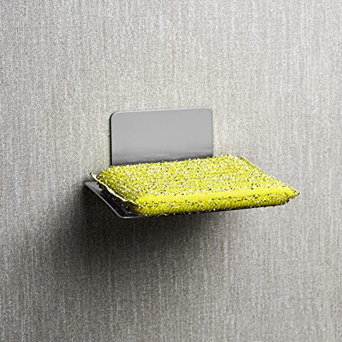 Soap Dish for Shower Wall, Stainless Steel Adhesive Soap Holder for Bathroom, 5 Slot Sponge Holder for Kitchen Sink, Bar Soap Tray with Drain Silver - color: Silver 1pack