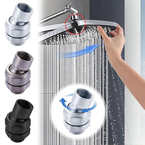 Shower Head Swivel Ball Adapter, Solid Brass Adjustable Shower Arm Connector, Polished Chrome Finish (Silver) - color: Silver