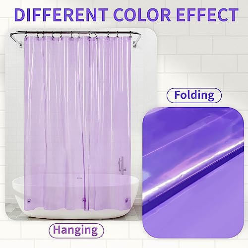 Barossa Design Clear Lavender Shower Curtain Liner Standard Size | Premium PEVA, PVC Free, Metal Grommets, Waterproof Lightweight Translucent Lavender Curtain with 3 Magnets for Bathroom - color: Clear Lavender, size: 72"W x 72"L (Pack of 1)