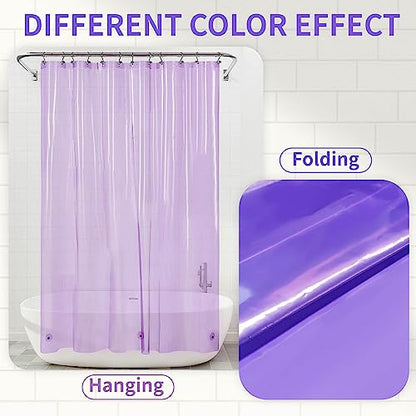 Barossa Design Clear Lavender Shower Curtain Liner Standard Size | Premium PEVA, PVC Free, Metal Grommets, Waterproof Lightweight Translucent Lavender Curtain with 3 Magnets for Bathroom - color: Clear Lavender, size: 72"W x 72"L (Pack of 1)
