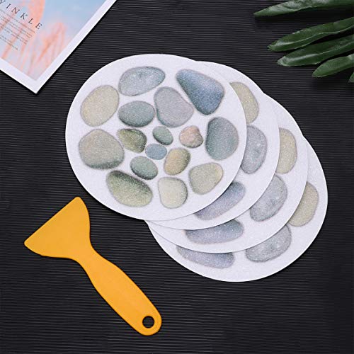 DOITOOL Bathroom Anti Slip Stickers 4 Pack 5.90X5.90 Inch Self-Adhesive Tub Safety Decals with Stone Pattern for Shower Bathtub and Wet Surfaces Prevention
