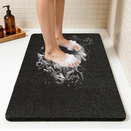 32 * 24in Shower Mat Bathtub Mat Non Slip | Bathmats Non Slip, Quick Drying Foot Scrubber Loofah Mats for Inside Shower, Tub, Bathroom, Home, Black - color: Black, size: 32" x 24" (Rectangular)