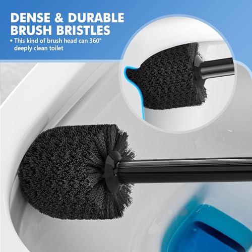 Toilet Plunger and Brush with Holder, Bowl Brush and Heavy Duty Toilet Plunger Set with Ventilated Holder, 2-in-1 Toilet Brush and Plunger Combo for 5.3-inch Toilet Drain New Pack - color: Style 2