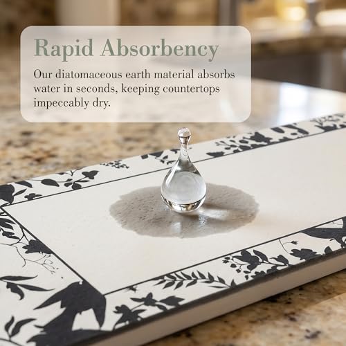 Faucet Mat for Kitchen Sink Splash Guard, Kitchen Sink Mat, Floral Stone Drying Mat for Kitchen Counter 23.6*3.9 inch Beige