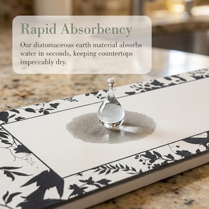 Faucet Mat for Kitchen Sink Splash Guard, Kitchen Sink Mat, Floral Stone Drying Mat for Kitchen Counter 23.6*3.9 inch Beige