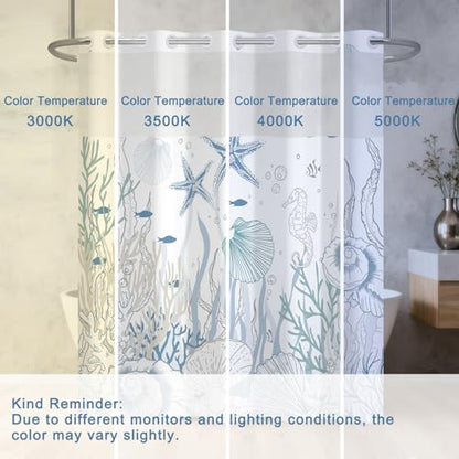 No Hook Shower Curtain Set with Detachable Snap in Liner, Waterproof Summer Shower Curtain with Ventilation Top Window and Weighted Hem, Ocean Theme Coastal Shower Curtains for Bathroom, 71x74 Inches - color: Calm Ocean