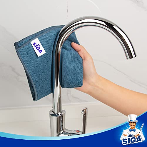 MR.SIGA Microfiber Cleaning Cloths, Streak Free Microfiber Towels, 12 Pack | All-purpose microfiber cloths, ultra absorbent, reusable household cleaning towels, Light Teal, 32 x 32 cm(12.6 x 12.6 inch) - color: Light Teal