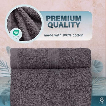 Luxe 2-Piece Bath Towel Set – Large Soft Cotton Towels, Absorbent, Durable & Skin-Friendly, Machine Washable, 27 x 54 in (Dark Grey) - color: Dark Grey