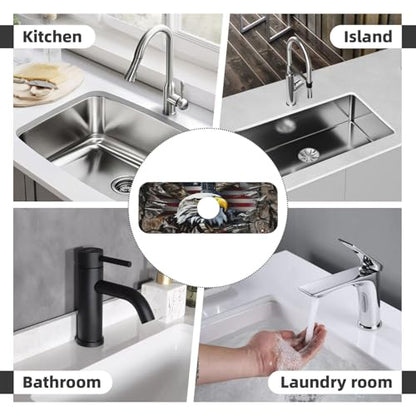 Eagle and National Flag Kitchen sink faucet pad, strong water absorption, anti slip, easy to clean, very suitable for splash and drip prevention, suitable for kitchens and bathrooms - color: Eagle and National Flag