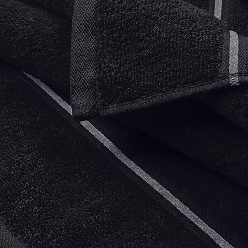 MyOwn Ultra Soft 6 Pack Cotton Towel Set, Contains 2 Bath Towels 28x55 inch, 2 Hand Towels 16x24 inch & 2 Wash Coths 12x12 inch, Ideal Everyday use, Compact & Lightweight - Black - color: Black, size: 6 Piece Set