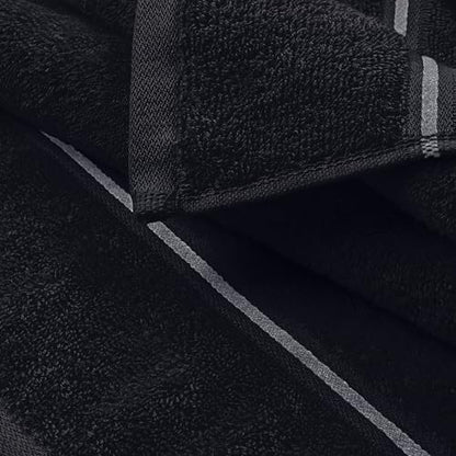 MyOwn Ultra Soft 6 Pack Cotton Towel Set, Contains 2 Bath Towels 28x55 inch, 2 Hand Towels 16x24 inch & 2 Wash Coths 12x12 inch, Ideal Everyday use, Compact & Lightweight - Black - color: Black, size: 6 Piece Set