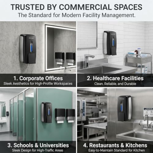 interhasa! Commercial Hand Soap Dispenser Wall Mount | Dual-Lock Design, ABS Liquid & Gel Hand Sanitizer Dispenser for Bathroom & Commercial Restaurant, 28oz/800ml - color: Black