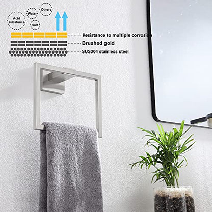 KOKOSIRI Bath Towel Ring Towel Hanger Bathroom Towel Holder Towel Rack Wall Mounted Stainless Steel Contemporary Style, Brushed Steel, B3004BR - color: Brushed Nickel, size: 1 Pack