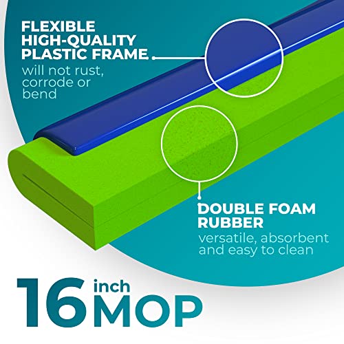 HeloMor 16 Inch Floor Squeegee Head 3 Pack, Foam Squeegee Broom for Garage, Patio, Deck, Tile, Shower and Concrete Floors, Handle Not Included - size: 16 Inch (3 Pack)