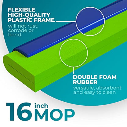 HeloMor 16 Inch Floor Squeegee Head 3 Pack, Foam Squeegee Broom for Garage, Patio, Deck, Tile, Shower and Concrete Floors, Handle Not Included - size: 16 Inch (3 Pack)