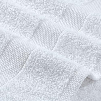 White Bath Towel Set of 6 - 100% Cotton Highly Absorbent Towels for Bathroom, 2 Luxury Bath Towels 650GSM, 2 Hand Towels, 2 Washcloths - color: White