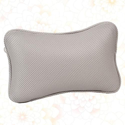 Non- Slip Sponge Bathtub Pillow with Suction Cups Head Pillow Neck Shoulder Support Cushion for Home Hotel Grey