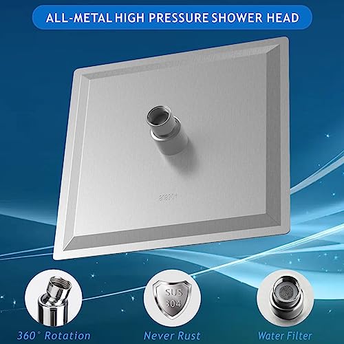 Voolan Rain Shower head, High Pressure Shower Head Made of 304 Stainless Steel, Relaxed Shower Experience Even at Low Water Flow and Pressure(6" Brushed Nickel) - color: Brushed Nickel, size: 6 Inch