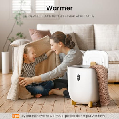 Electactic 25L Towel Warmer,Large Towel Warmers for Bathroom,Hot Towel Warmers Bucket with 2 Heating Modes,Auto Shut-Off,LCD Screen,Fits 2 Blankets,Bathrobes, White - size: 25L