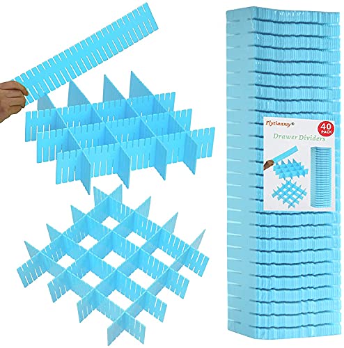 40Pcs Drawer Dividers, Adjustable Drawer Organizer for Socks, Underwear, Makeup, Can Help Tidy Kitchen, Bedroom, Dresser Blue - color: Blue, size: 40Pcs
