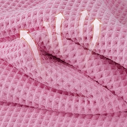 Microfiber Waffle Face Towels, 4 Pieces, Soft, Absorbent, Fast Drying, Lint Free 430 GSM (Pink) - color: Pink