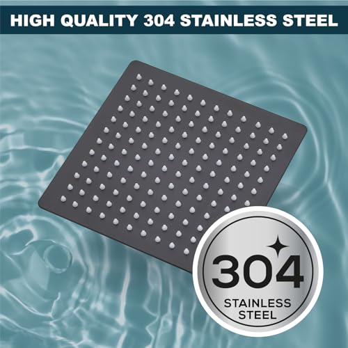 Midanya Square Rain Shower Head,High Pressure,Matte Black 12 Inch | 360°Swivel,Ceiling or Wall Mount,Waterfall Full Body Coverage,Bathroom Remodel,Stainless Steel Large Rainfall Shower Head - color: Black, size: 12 Inch
