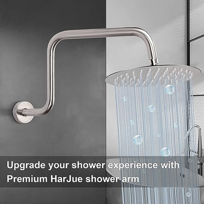 S Shaped Shower Arm, High Rise Shower Head Extension Pipe Standard 1/2" Connection with Flange, Awesome Shower Experience-Stainless Steel Bathroom Accessory(16 Inch Z-S Shape, Brushed Nickel) - color: Brushed Nickel, style: 16" Z Shape