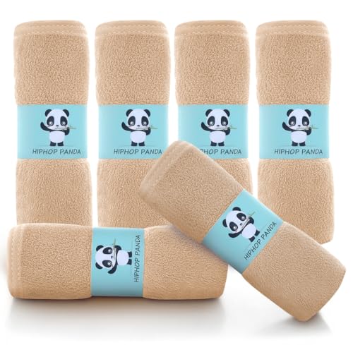 HIPHOP PANDA Ultra Soft Baby Washcloths, 2-Layer Absorbent Wash Cloths | Reusable Newborn Wipes for Delicate Skin | Rayon Made from Bamboo Towel for Bath Face Body | Registry Ready | 6 Pack Brown - color: Brown, size: 10x10 Inch - 6 Pack