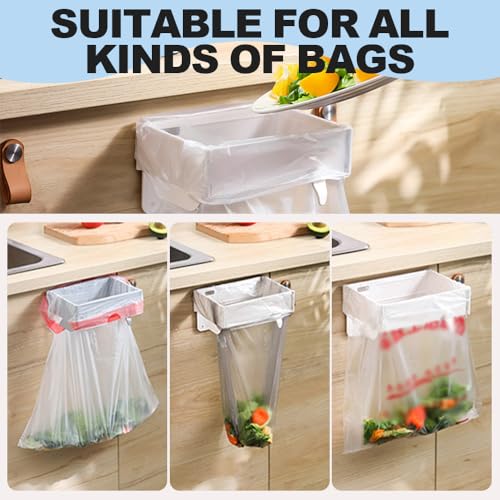 Foldable Trash Bag Holder, Magnetic Portable Trash Bag Holder Easy to Open Close, Space Saving Wall Mounted Foldable Garbage Bag Hanger for Kitchen Toilets Table Sides (White-2PCS) - color: White-2PCS