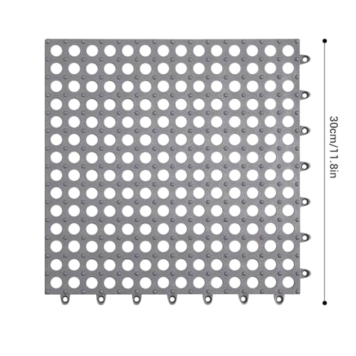 Tyenaza 10Pcs Bath Tub Shower Mat, Suction Cup Floor Mats Anti Slip Plastic Mosaic Bath Mat Tub Bathroom Mats for Kitchen Bathroom (Grey) - color: Grey