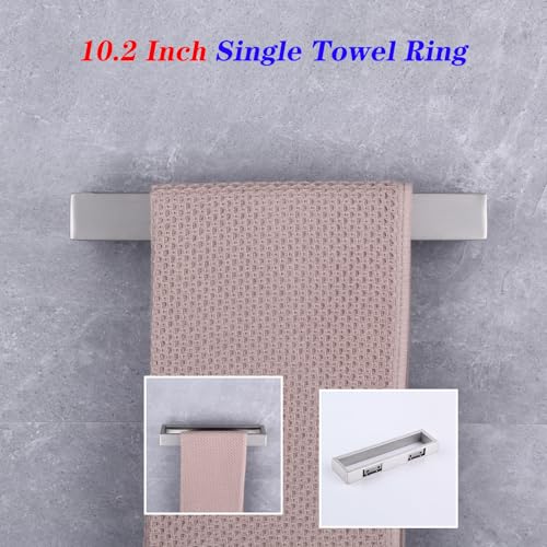 GERZWY Bath Towel Holder SUS304 Stainless Steel Towel Hanger Towel Ring for Bathroom Lavatory Wall Mount Contemporary Style, Brushed Finish HG1706-LS - color: Brushed
