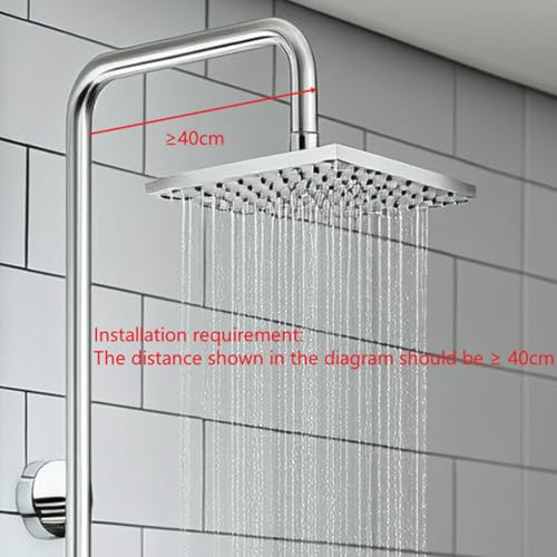 20 Inch Stainless Steel Rain Shower Head, Rainfall Bathroom Top Sprayer with Heat Silicone Nozzles, Screw Installation, for Home or Hotel