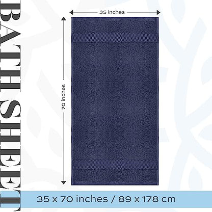 White Classic Luxury Soft Navy Bath Sheet Towels - 650 GSM Cotton Luxury Bath Towels Extra Large 35x70 | Highly Absorbent and Quick Dry | Hotel Collection Extra Large Bath Towels Oversized, 2 Pack - color: 15: Navy Blue