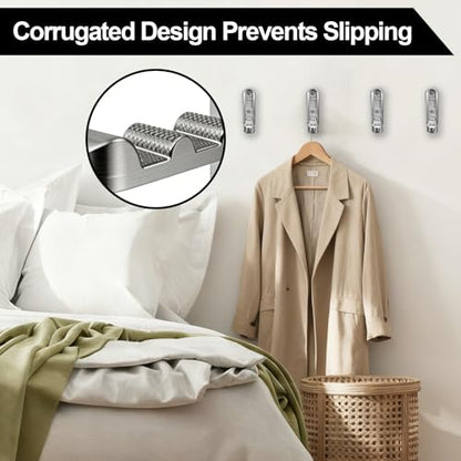 6 Pack Folding Wall Hooks – Heavy Duty Silvery Coat Hooks, Foldable Zinc Alloy Wall Mount Hooks for Hanging Coats, Hats, Towels, Bags, Keys, Robes, Christmas Socks & Wreaths – Holds up to 55 lbs - color: Silvery 6 Pack