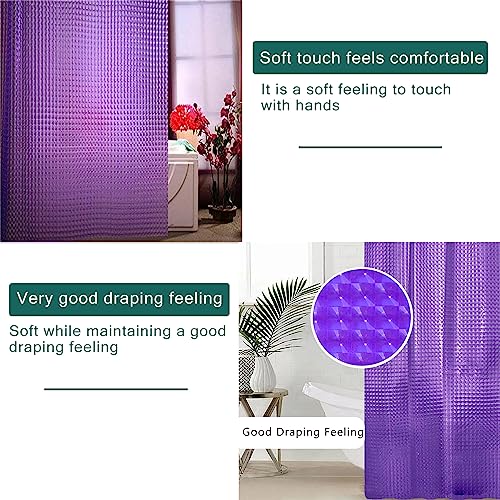 EVA Purple Shower Curtain Liner, 3D Plastic 5G Shower Liner with 12 Rustproof Metal Grommets and Weighted Magnets, Waterproof Duty for Bathroom 72 x 72 - color: Square-purple