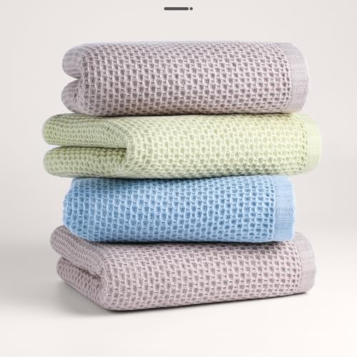 100% Cotton Waffle Weave Bath Towels Sets Soft Quick Dry Lightweight 1 Towel 1 Bath Towel Set,Light Pink,140 * 70cm - color: Light Pink