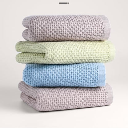 100% Cotton Waffle Weave Bath Towels Sets Soft Quick Dry Lightweight 1 Towel 1 Bath Towel Set,Green,140 * 70cm - color: Green