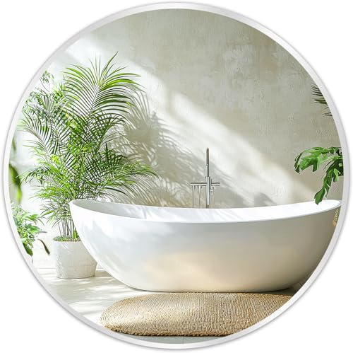 Fabuday Silver Circle Mirror for Wall Decor 18 Inch - Bathroom Round Mirror with Matte Frame, Small Circular Mirrors for Entryway, Hallyway, Living Room, Bedroom - color: Silver, size: 18"L x 18"W