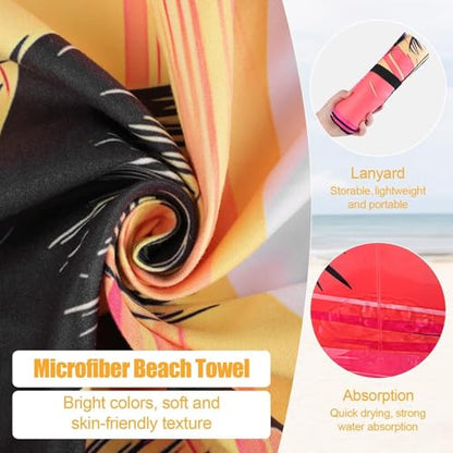 Oversized Microfiber Beach Towel Thin, Pink Sunset Seaside Double Sided Towel 1PC, Large Sand Free Quick Dry Soft Swim Absorbent Compat Towels for Women Adult Men, Summer Swim Yoga Holiday, 35"x71" - style: Pink Sunset Seaside
