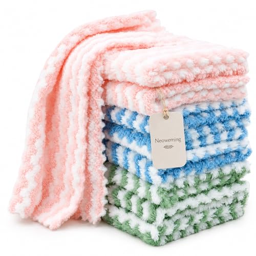 10PACK Kitchen Cleaning Cloths, Microfiber Dish Cloths: All-Purpose Washing/Soft/Lint Free/Absorbent/Quick Dry Reusable Washable Towels for Bathroom/Car/Glass, 10''x10'' - Mixcolor - color: Mixcolor, size: 10 x 10 Inch - 10PCS